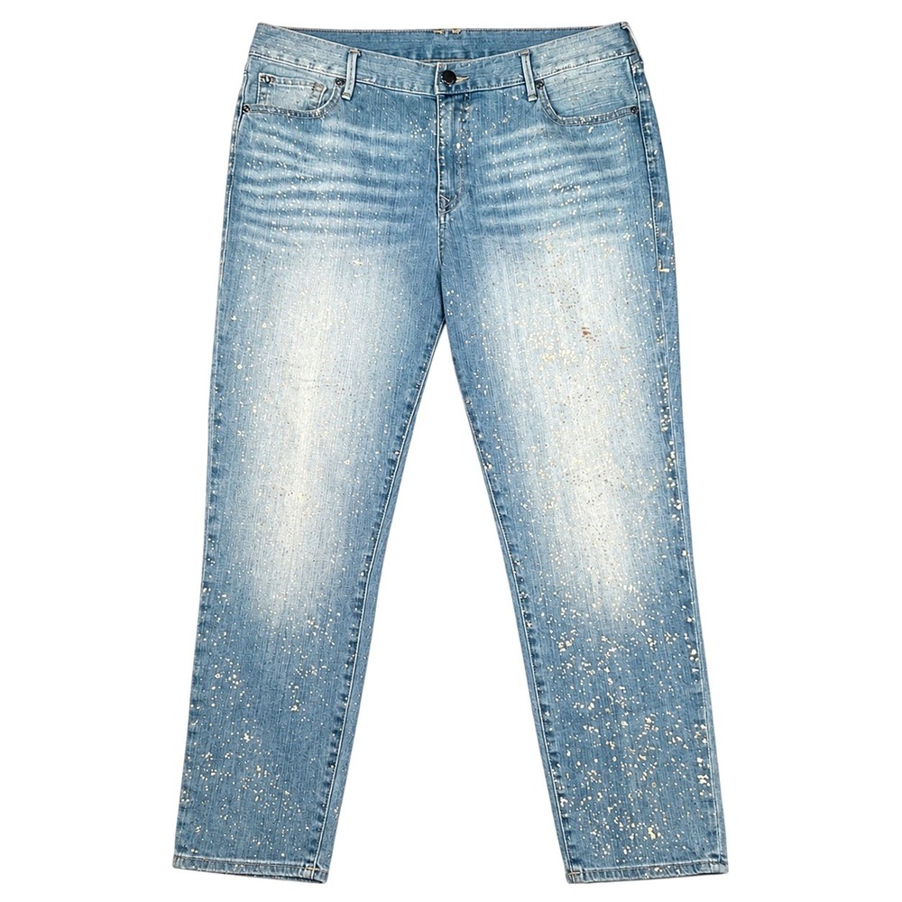True Religion Cameron Jeans Women's 32 Paint Splatter Slim Boyfriend Y2K Denim